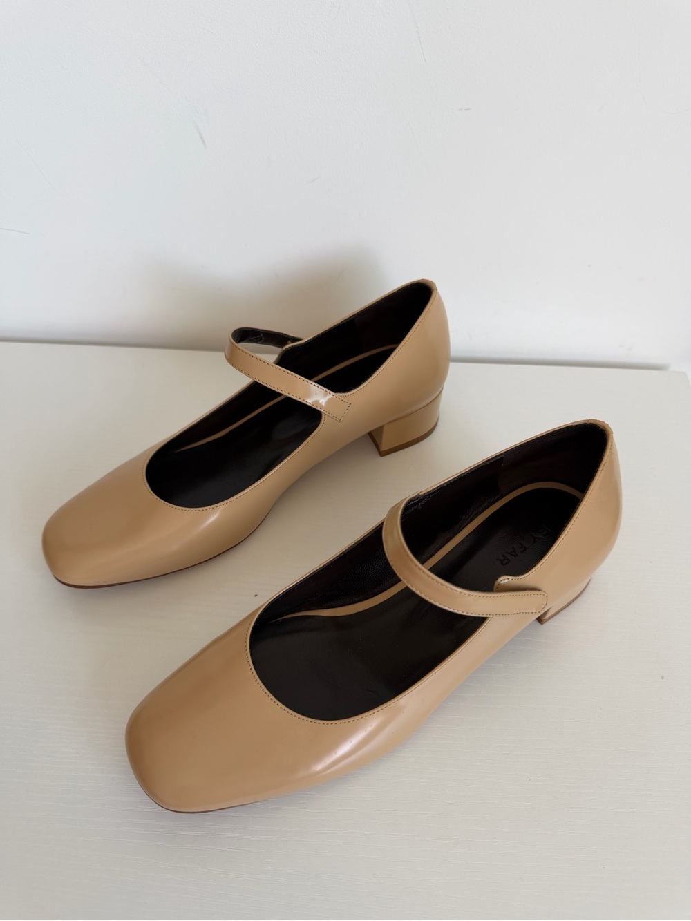 By Far 37 Ginny Mary Jane Pumps in Beige Nude Tan - Picture 3 of 9